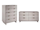 Granville 2-Piece Tall Chest and Double Dresser Set in Light Grey - Ornate Home