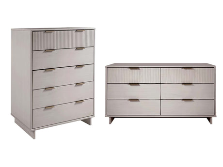 Granville 2-Piece Tall Chest and Double Dresser Set in Light Grey - Ornate Home