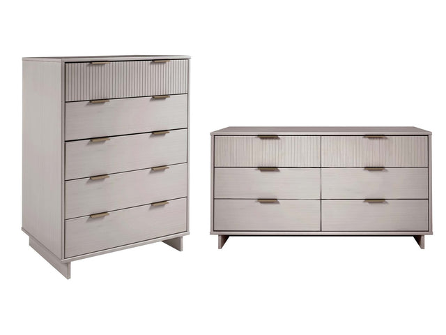 Granville 2-Piece Tall Chest and Double Dresser Set in Light Grey - Ornate Home