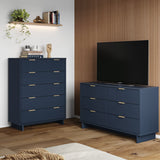 Granville 2-Piece Tall Chest and Double Dresser Set in Midnight Blue - Ornate Home