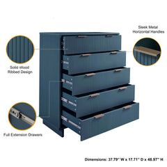Granville 2-Piece Tall Chest and Double Dresser Set in Midnight Blue - Ornate Home