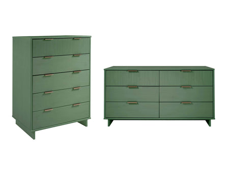 Granville 2-Piece Tall Chest and Double Dresser Set in Sage Green - Ornate Home