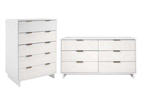 Granville 2-Piece Tall Chest and Double Dresser Set in White - Ornate Home