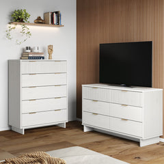 Granville 2-Piece Tall Chest and Double Dresser Set in White - Ornate Home