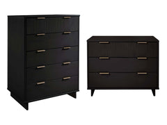 Granville 2-Piece Tall Chest and Standard Dresser Set in Black - Ornate Home