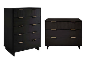 Granville 2-Piece Tall Chest and Standard Dresser Set in Black - Ornate Home