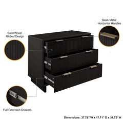 Granville 2-Piece Tall Chest and Standard Dresser Set in Black - Ornate Home