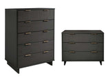Granville 2-Piece Tall Chest and Standard Dresser Set in Dark Grey - Ornate Home