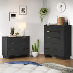 Granville 2-Piece Tall Chest and Standard Dresser Set in Dark Grey - Ornate Home