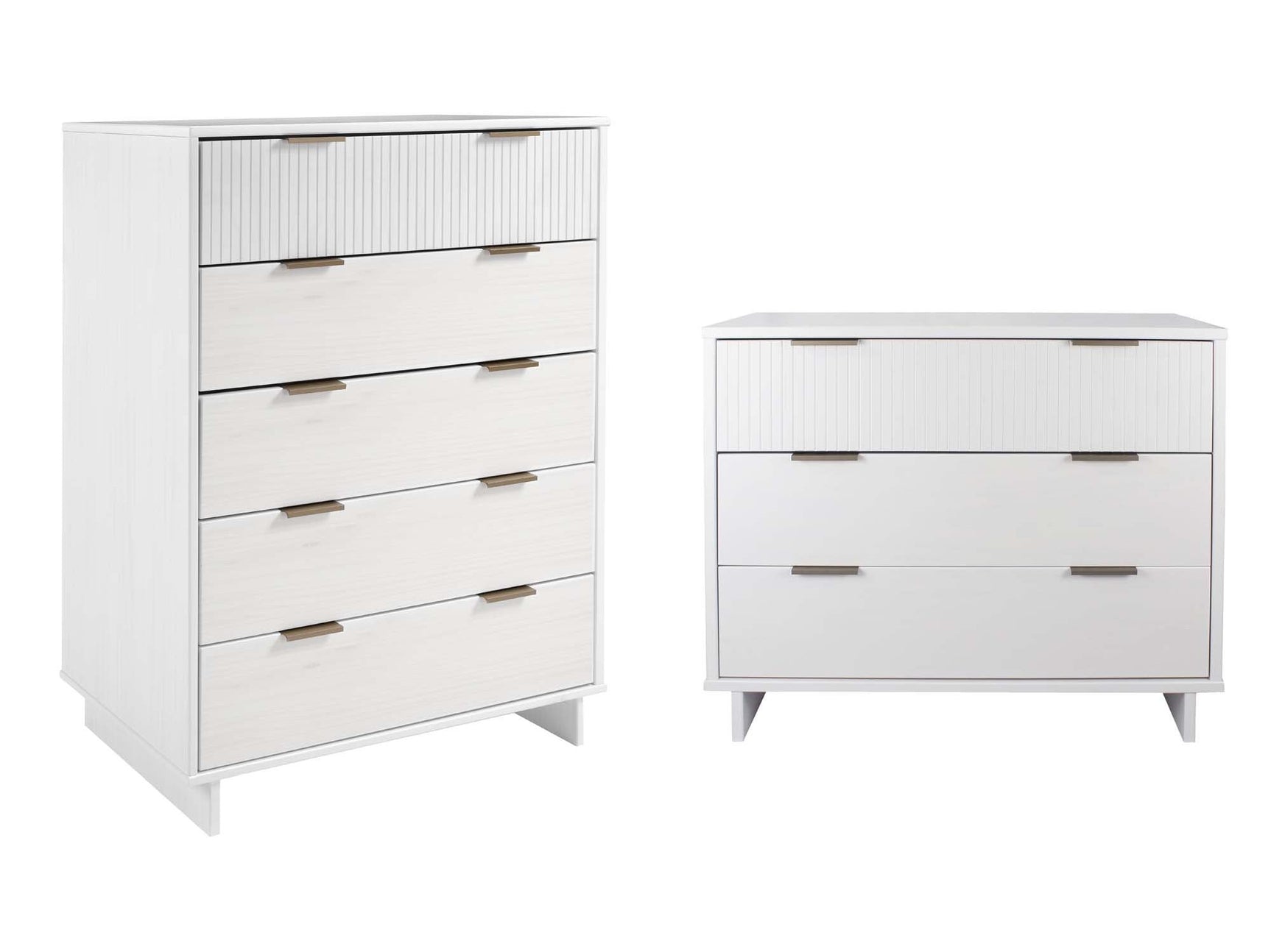 Granville 2-Piece Tall Chest and Standard Dresser Set in White - Ornate Home