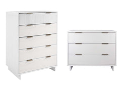 Granville 2-Piece Tall Chest and Standard Dresser Set in White - Ornate Home