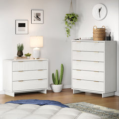 Granville 2-Piece Tall Chest and Standard Dresser Set in White - Ornate Home