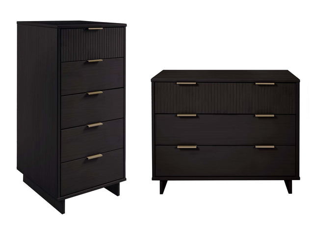 Granville 2-Piece Tall Narrow and Standard Dresser Set in Black - Ornate Home