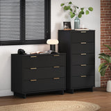 Granville 2-Piece Tall Narrow and Standard Dresser Set in Black - Ornate Home
