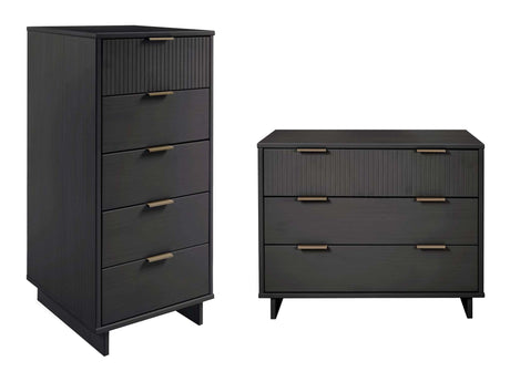 Granville 2-Piece Tall Narrow and Standard Dresser Set in Dark Grey - Ornate Home
