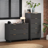 Granville 2-Piece Tall Narrow and Standard Dresser Set in Dark Grey - Ornate Home