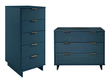 Granville 2-Piece Tall Narrow and Standard Dresser Set in Midnight Blue - Ornate Home