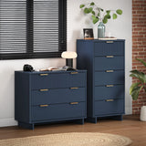 Granville 2-Piece Tall Narrow and Standard Dresser Set in Midnight Blue - Ornate Home