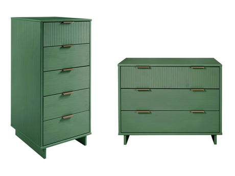 Granville 2-Piece Tall Narrow and Standard Dresser Set in Sage Green - Ornate Home