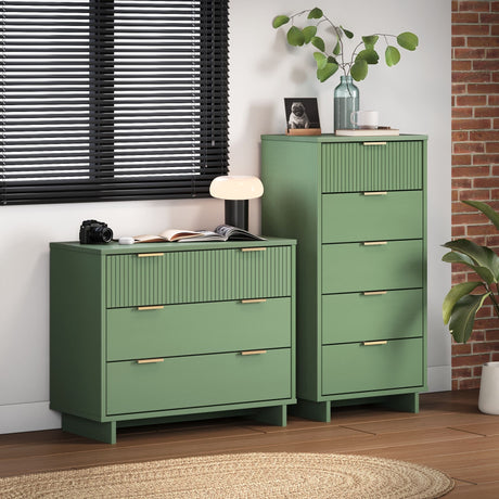 Granville 2-Piece Tall Narrow and Standard Dresser Set in Sage Green - Ornate Home