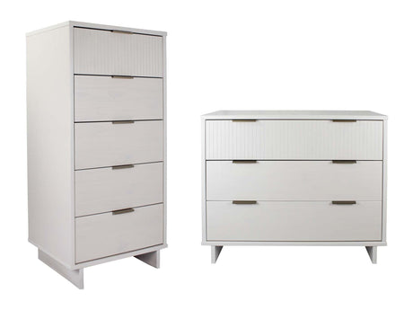 Granville 2-Piece Tall Narrow and Standard Dresser Set in White - Ornate Home