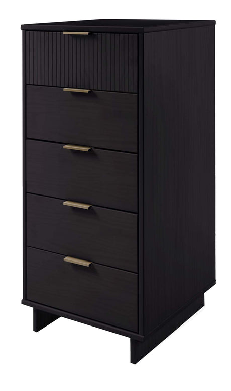 Granville 3-Piece Standard Dresser, Tall Narrow Chest and Nightstand Set in Black - Ornate Home