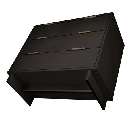 Granville 3-Piece Standard Dresser, Tall Narrow Chest and Nightstand Set in Black - Ornate Home