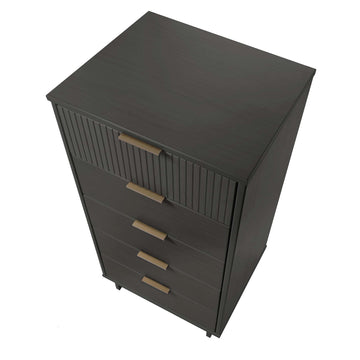 Granville 3-Piece Standard Dresser, Tall Narrow Chest and Nightstand Set in Dark Grey - Ornate Home