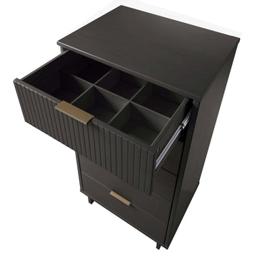 Granville 3-Piece Standard Dresser, Tall Narrow Chest and Nightstand Set in Dark Grey - Ornate Home