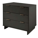 Granville 3-Piece Standard Dresser, Tall Narrow Chest and Nightstand Set in Dark Grey - Ornate Home