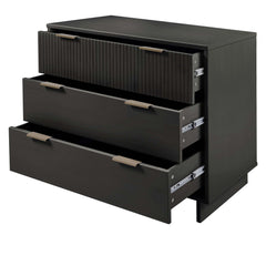 Granville 3-Piece Standard Dresser, Tall Narrow Chest and Nightstand Set in Dark Grey - Ornate Home