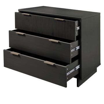 Granville 3-Piece Standard Dresser, Tall Narrow Chest and Nightstand Set in Dark Grey - Ornate Home