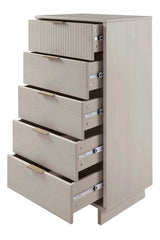 Granville 3-Piece Standard Dresser, Tall Narrow Chest and Nightstand Set in Light Grey - Ornate Home