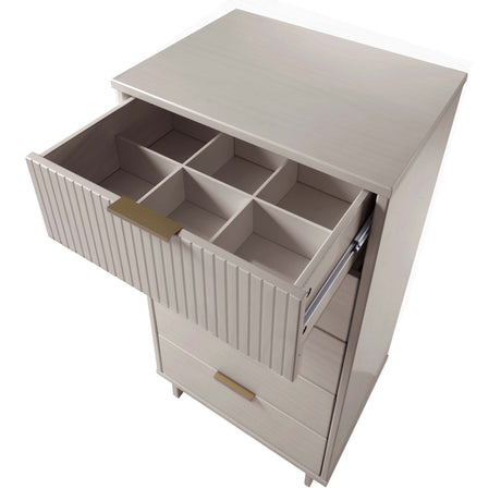 Granville 3-Piece Standard Dresser, Tall Narrow Chest and Nightstand Set in Light Grey - Ornate Home