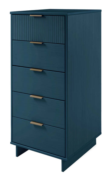 Granville 3-Piece Standard Dresser, Tall Narrow Chest and Nightstand Set in Midnight Blue - Ornate Home