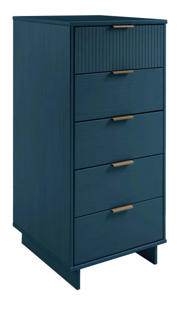 Granville 3-Piece Standard Dresser, Tall Narrow Chest and Nightstand Set in Midnight Blue - Ornate Home