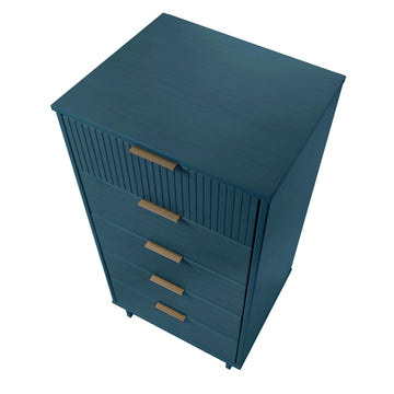 Granville 3-Piece Standard Dresser, Tall Narrow Chest and Nightstand Set in Midnight Blue - Ornate Home