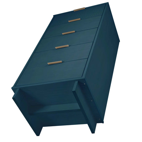 Granville 3-Piece Standard Dresser, Tall Narrow Chest and Nightstand Set in Midnight Blue - Ornate Home