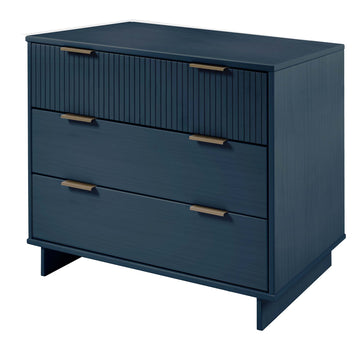 Granville 3-Piece Standard Dresser, Tall Narrow Chest and Nightstand Set in Midnight Blue - Ornate Home