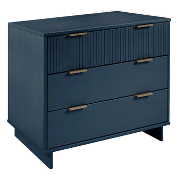 Granville 3-Piece Standard Dresser, Tall Narrow Chest and Nightstand Set in Midnight Blue - Ornate Home