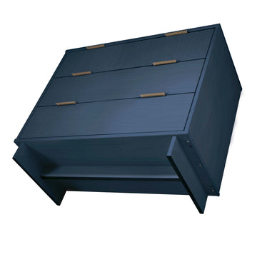 Granville 3-Piece Standard Dresser, Tall Narrow Chest and Nightstand Set in Midnight Blue - Ornate Home