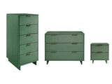 Granville 3-Piece Standard Dresser, Tall Narrow Chest and Nightstand Set in Sage Green - Ornate Home