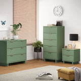 Granville 3-Piece Standard Dresser, Tall Narrow Chest and Nightstand Set in Sage Green - Ornate Home