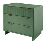Granville 3-Piece Standard Dresser, Tall Narrow Chest and Nightstand Set in Sage Green - Ornate Home
