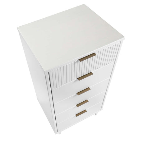Granville 3-Piece Standard Dresser, Tall Narrow Chest and Nightstand Set in White - Ornate Home