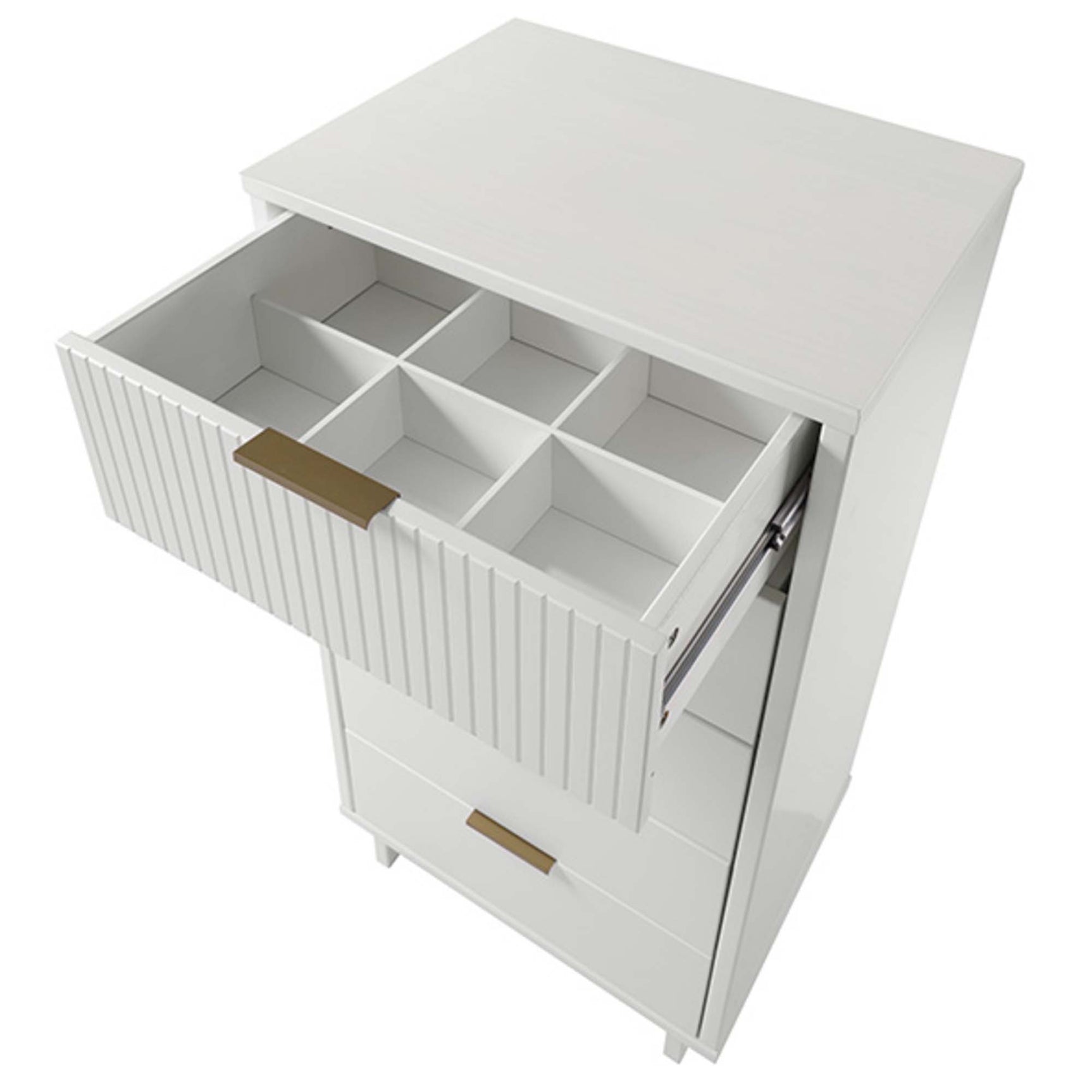 Granville 3-Piece Standard Dresser, Tall Narrow Chest and Nightstand Set in White - Ornate Home
