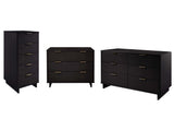 Granville 3-Piece Tall Narrow Chest, Double Dresser Set and Standard Dresser Set in Black - Ornate Home