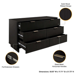 Granville 3-Piece Tall Narrow Chest, Double Dresser Set and Standard Dresser Set in Black - Ornate Home