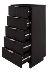 Granville 3-Piece Tall Narrow Chest, Double Dresser Set and Standard Dresser Set in Black - Ornate Home