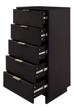 Granville 3-Piece Tall Narrow Chest, Double Dresser Set and Standard Dresser Set in Black - Ornate Home